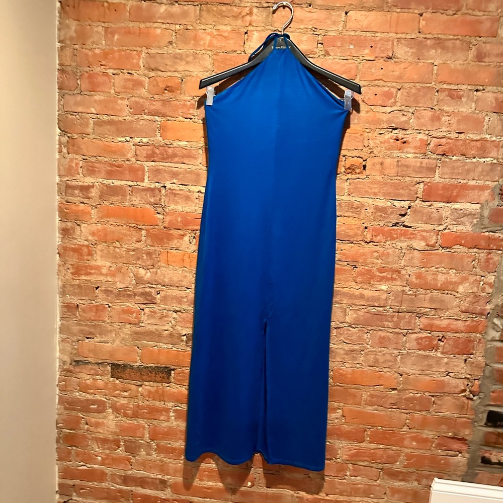 Reformation royal blue knit halter dress - never worn NWOT